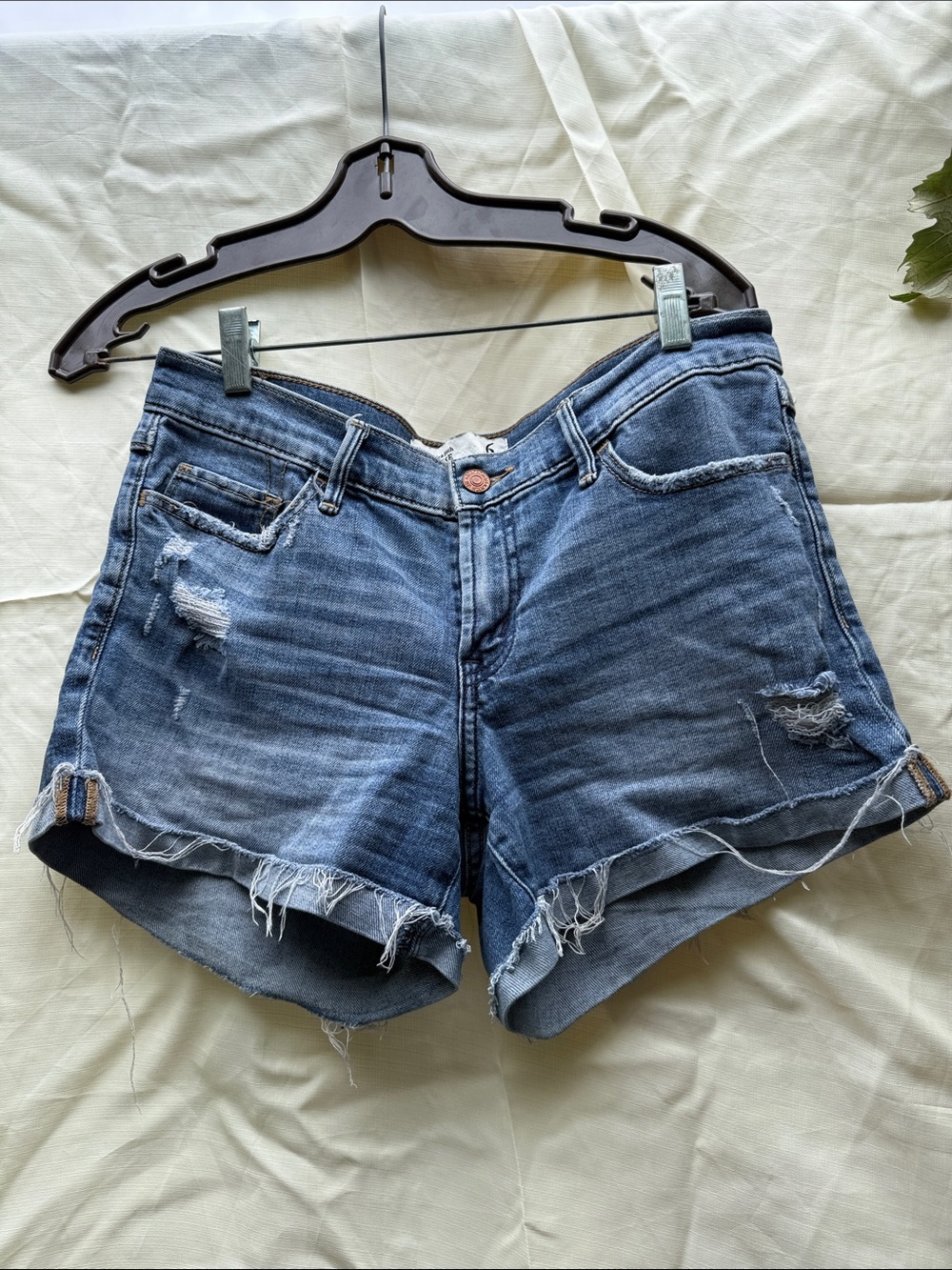 Abercrombie & Fitch Blue Distressed Denim Shorts